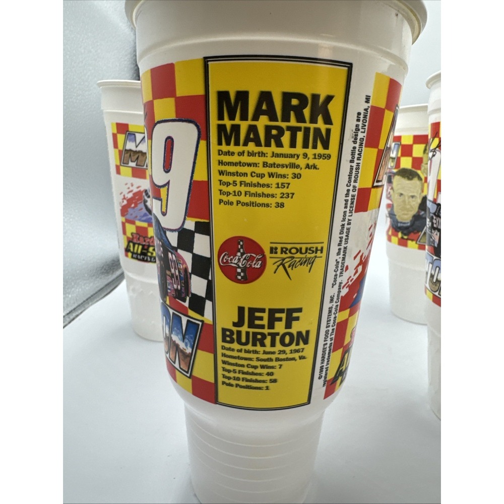 Vintage Hardees All Star Racing Mark Martin Jeff Burton NASCAR Plastic Cups (6)‎ - Picture 3 of 6